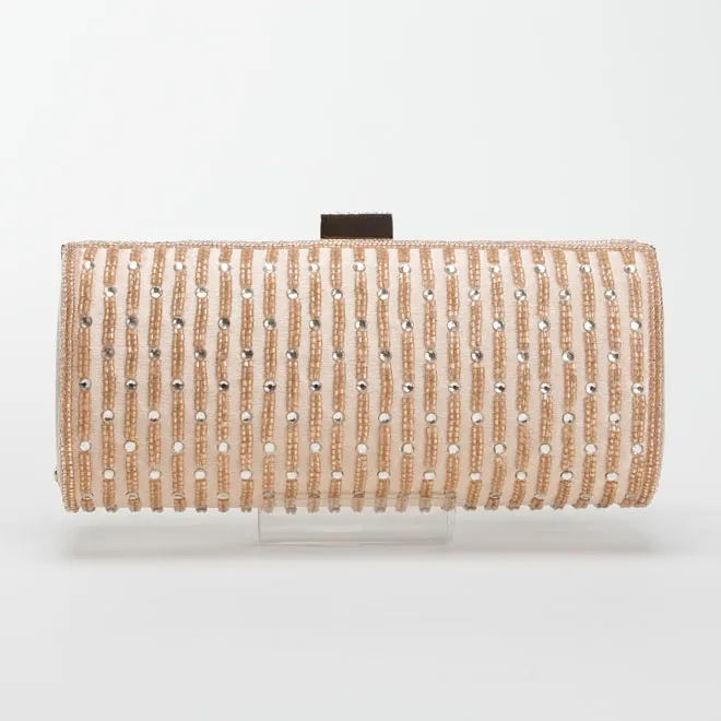 ゴールドのビーズとビジュー付きバッグ