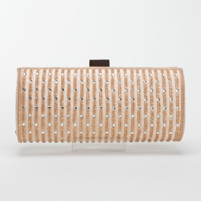 ゴールドのビーズとビジュー付きバッグ