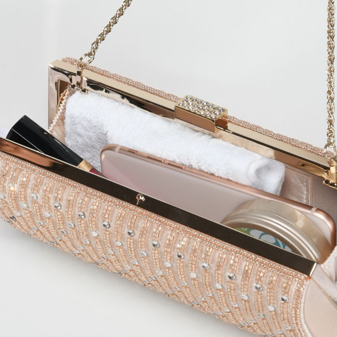 ゴールドのビーズとビジュー付きバッグ