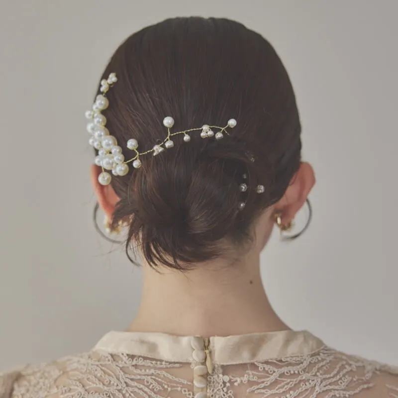 パールのアシンメトリーヘッドドレス(ピン2本セット)