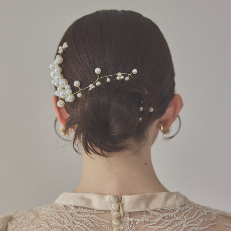 パールのアシンメトリーヘッドドレス(ピン2本セット)