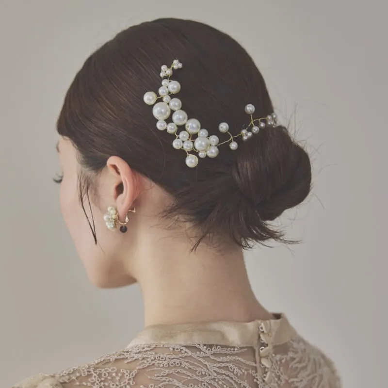 パールのアシンメトリーヘッドドレス(ピン2本セット)