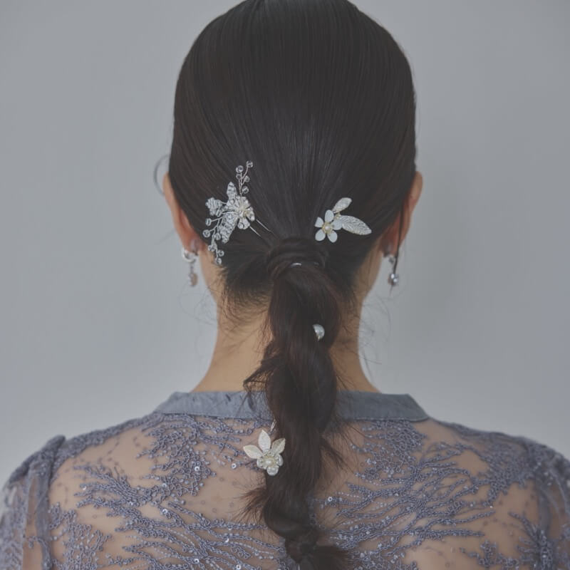 ホワイトブーケのヘアピン(5本セット)