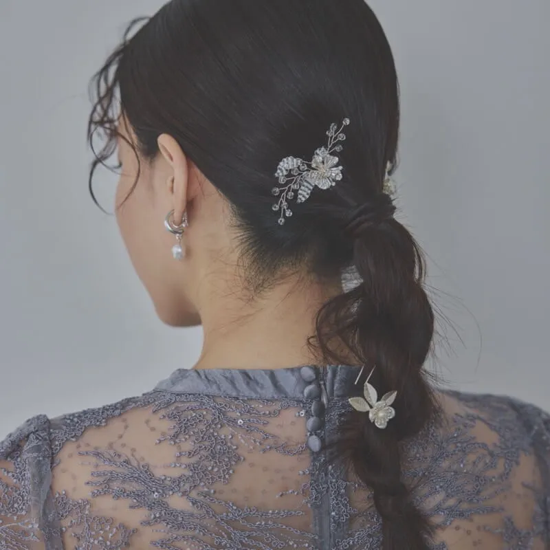 ホワイトブーケのヘアピン(5本セット)