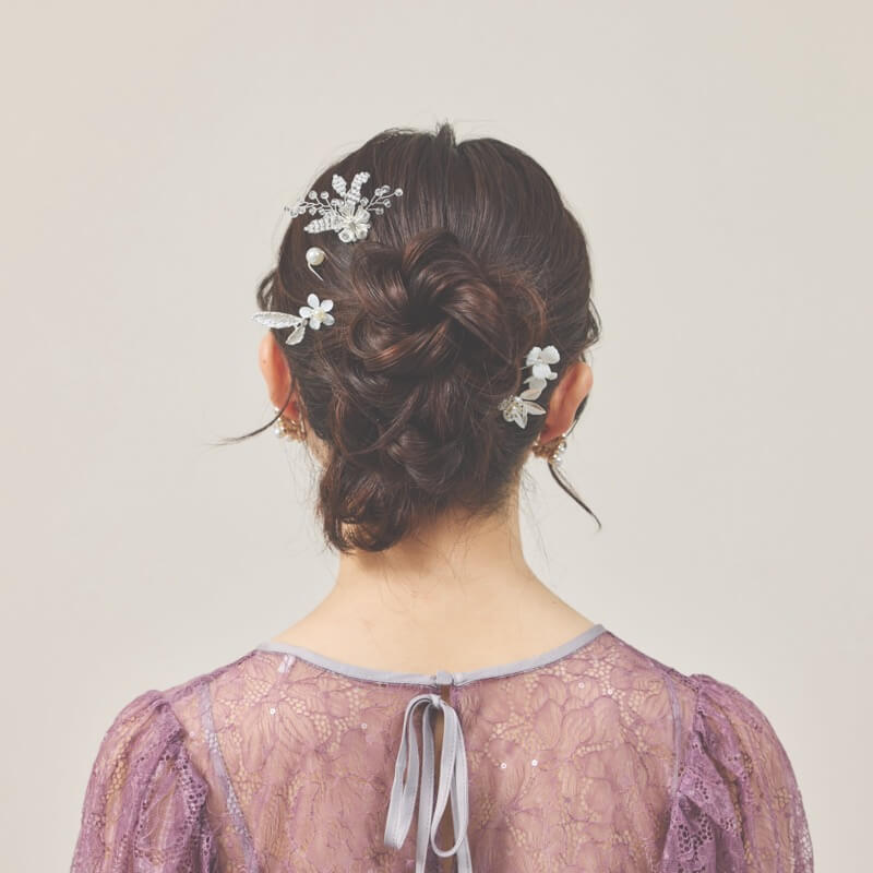 ホワイトブーケのヘアピン(5本セット)