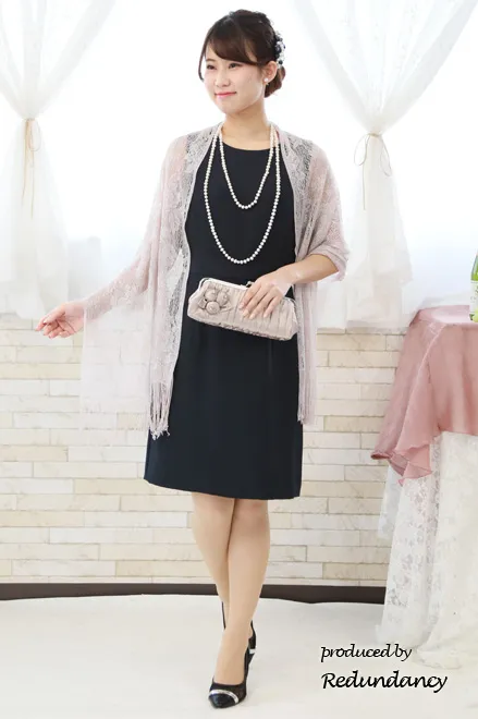 ネイビーのストール風2wayドレス