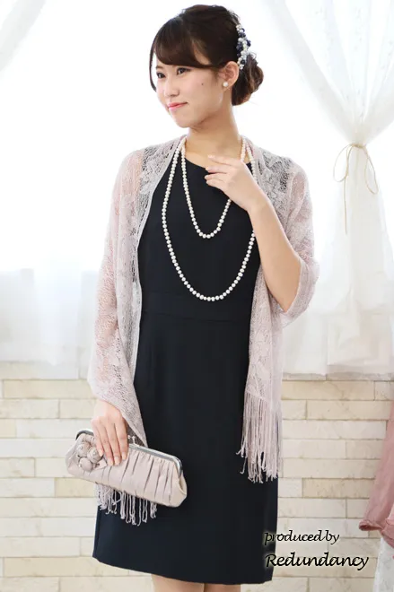 ネイビーのストール風2wayドレス