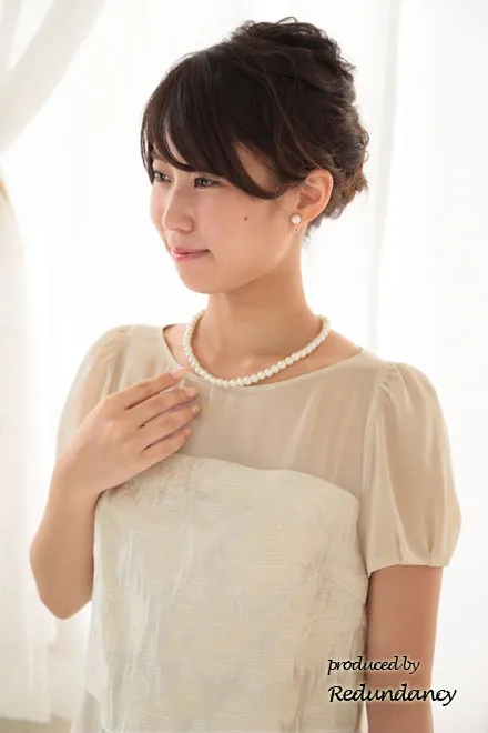 ベージュのシアースリーブ切替コットンドレスコーディネートセット