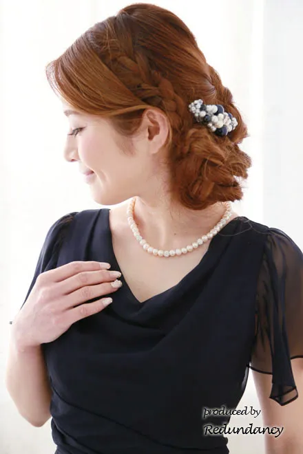 ネイビーの背中編み上げシフォンミモレ丈ドレスコーディネートセット