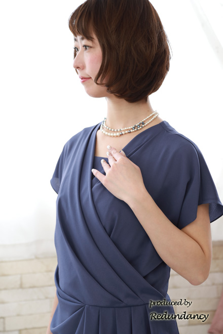 ホワイトパールとブルーグリーンの2連ネックレス