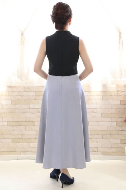 ネイビー×ブルーのバイカラーカシュクールドレス