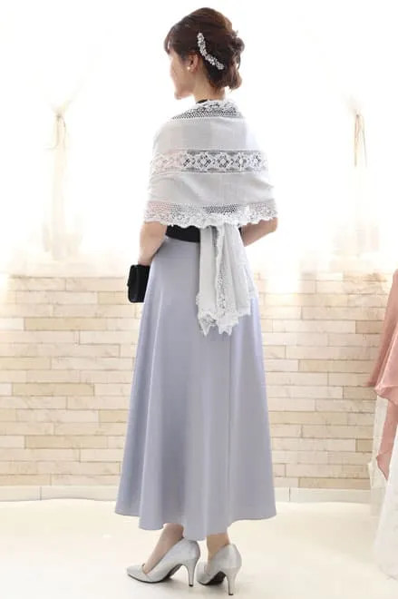 ネイビー×ブルーのバイカラーカシュクールドレス