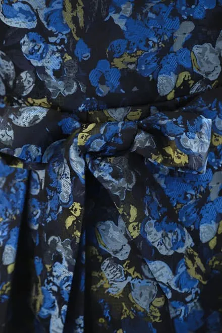 ブルーの花柄バルーンドレス