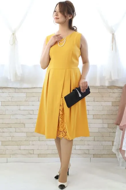 イエローのポイントレースドレス