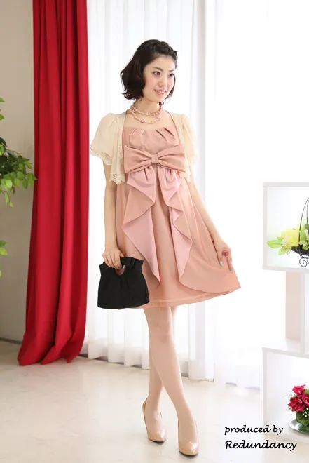 ピンクのリボンデコレートドレスコーディネートセット