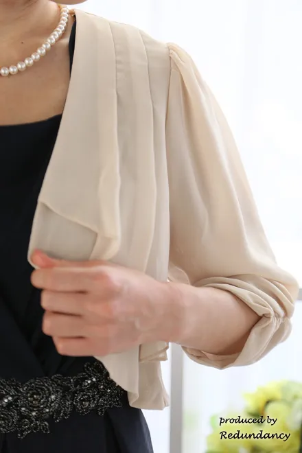 ネイビーのウエストビジューミモレ丈ドレスコーディネートセット