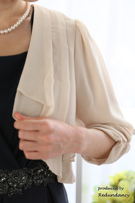 ネイビーのウエストビジューミモレ丈ドレスコーディネートセット