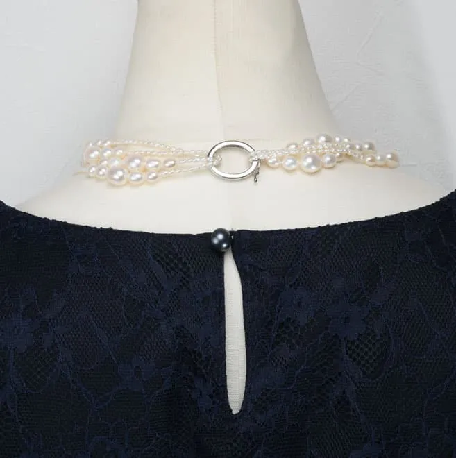 ホワイトパールツイストネックレス