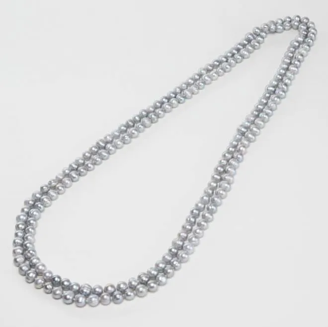シルバーパールの2連ロングネックレス
