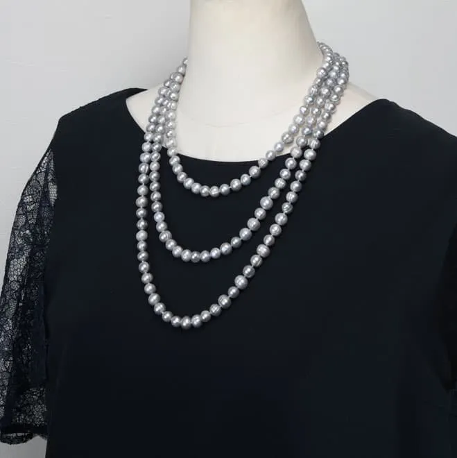 シルバーパールの2連ロングネックレス