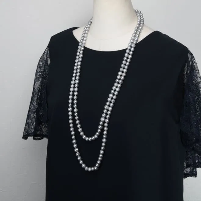 シルバーパールの2連ロングネックレス