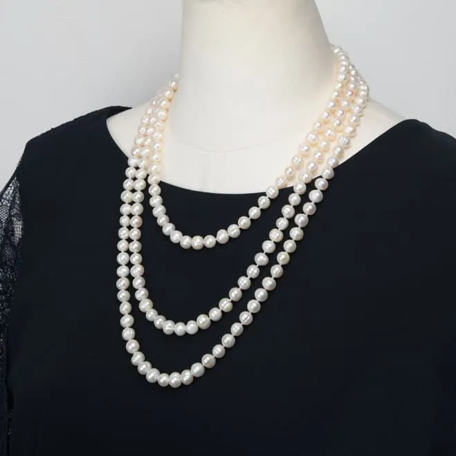 ホワイトパールのスタンダードロングネックレス