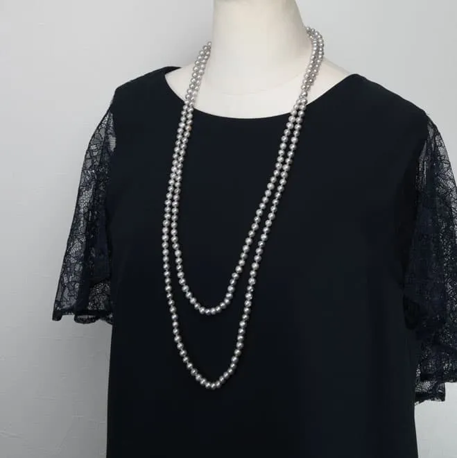 シルバーパールのロングネックレス