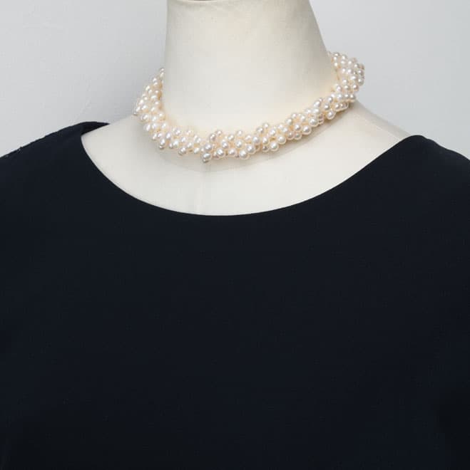 ホワイトパール3WAYロングネックレス(留め輪付き)