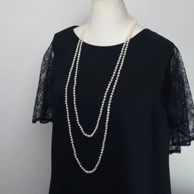 ホワイトパール3WAYロングネックレス(留め輪付き)