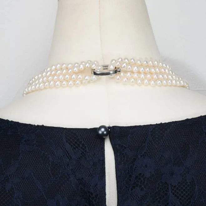 ホワイトパール3WAYロングネックレス(留め輪付き)