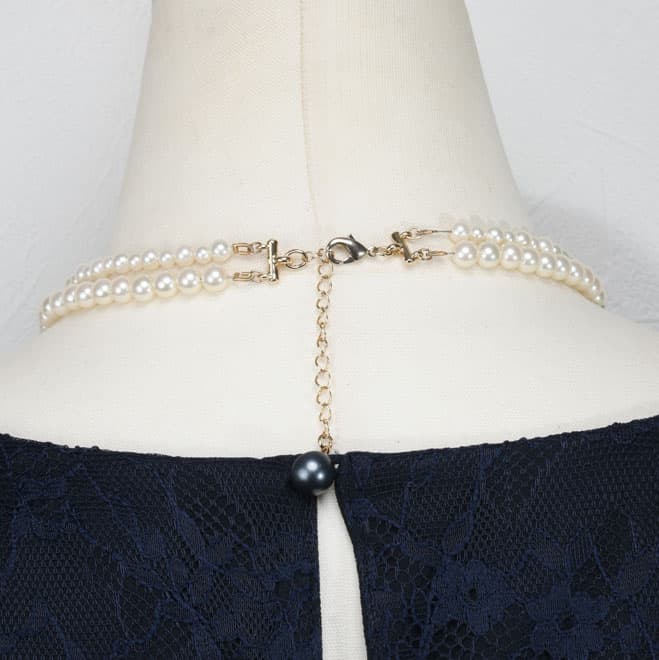 ホワイトパールとブルーグリーンの2連ネックレス