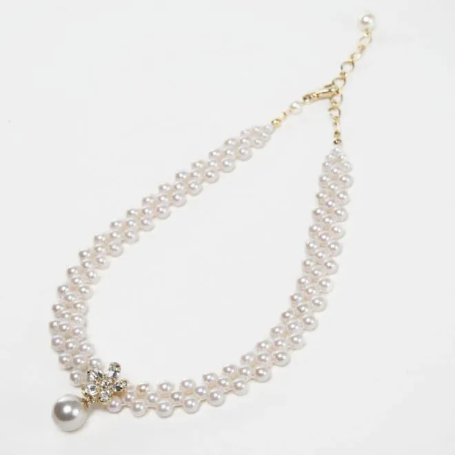 ホワイトパールと花のチョーカー