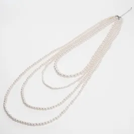 白パールの四連ロングネックレス