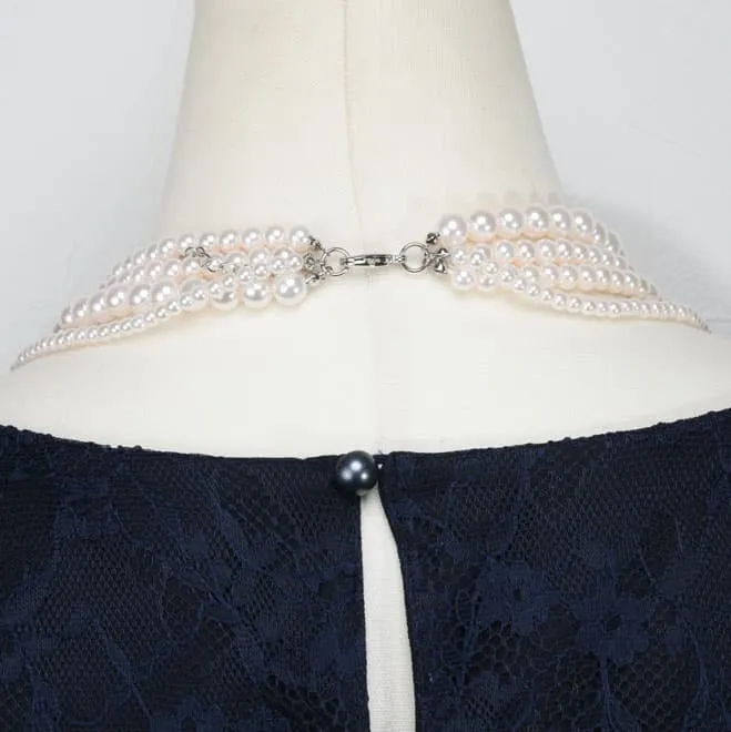 ホワイトパールの四連ロングネックレス