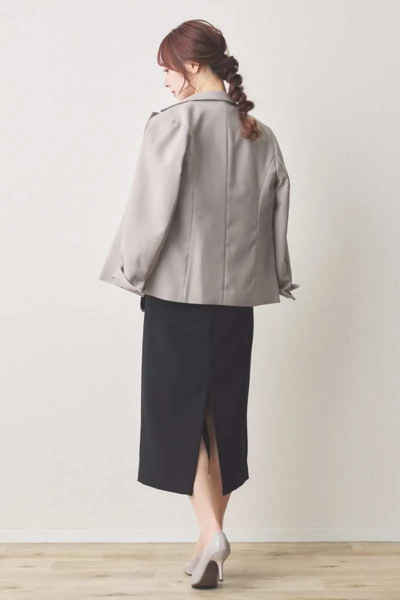 ブラックのジャガードカフスIラインドレス