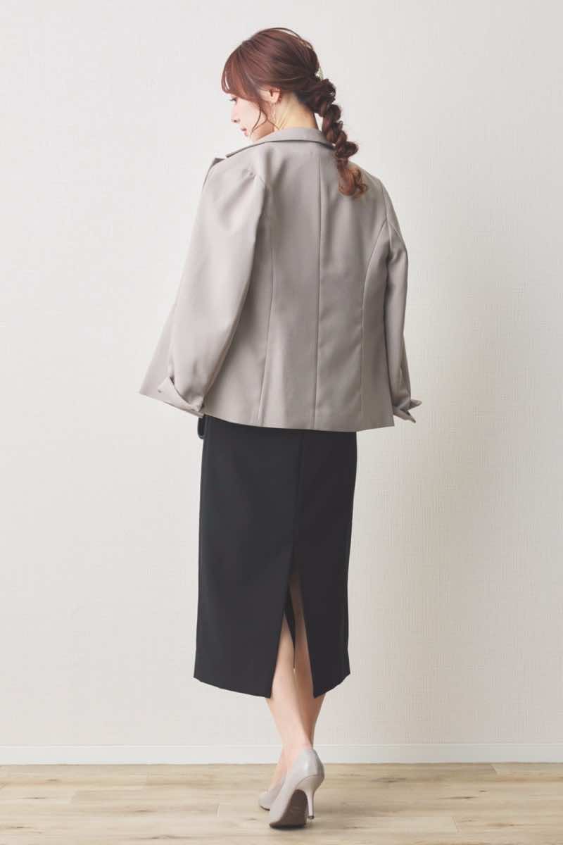 ブラックのジャガードカフスIラインドレス