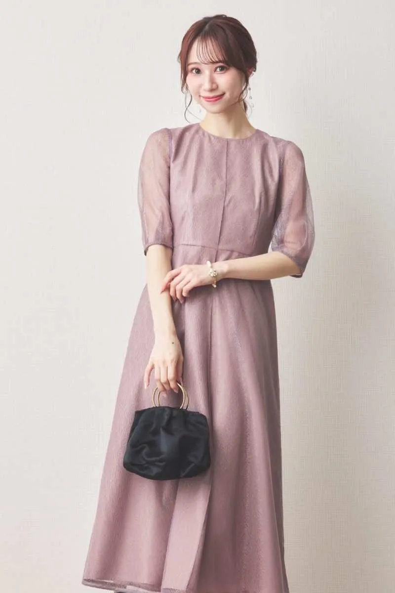 ラベンダーのメロンチュールシアードレス