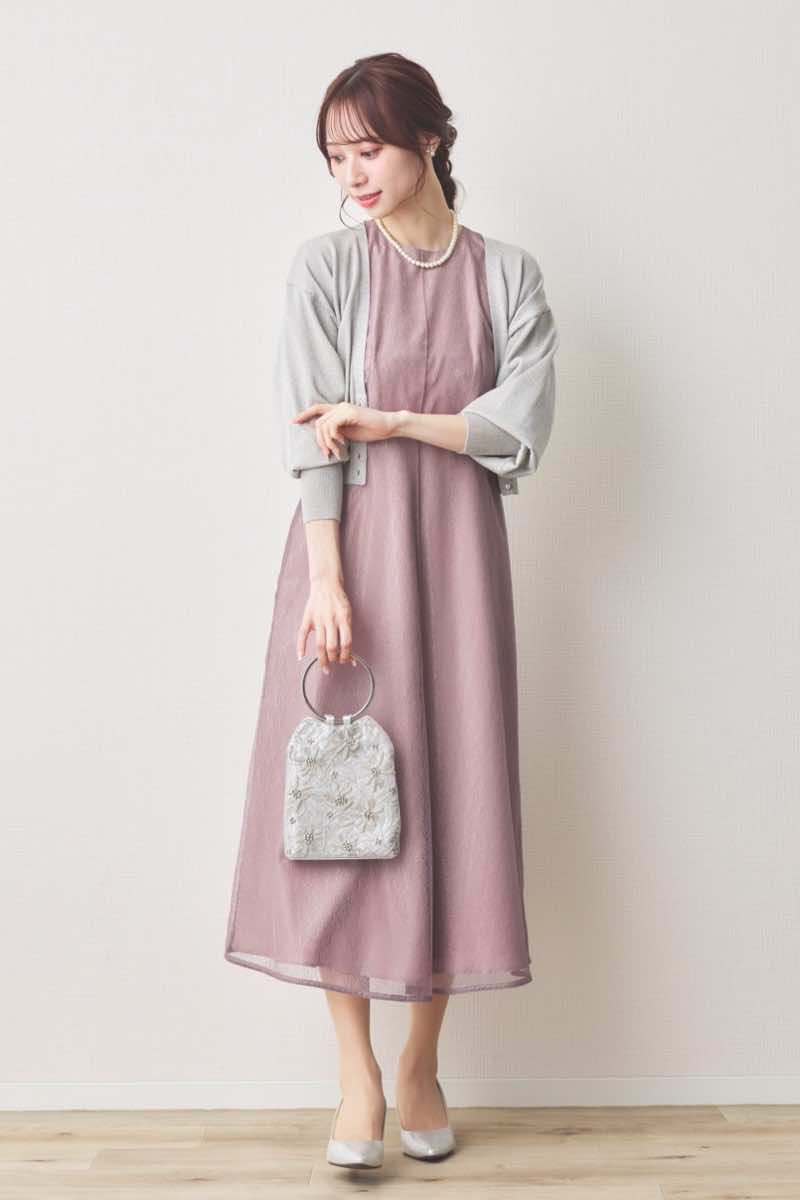 ラベンダーのメロンチュールシアードレス