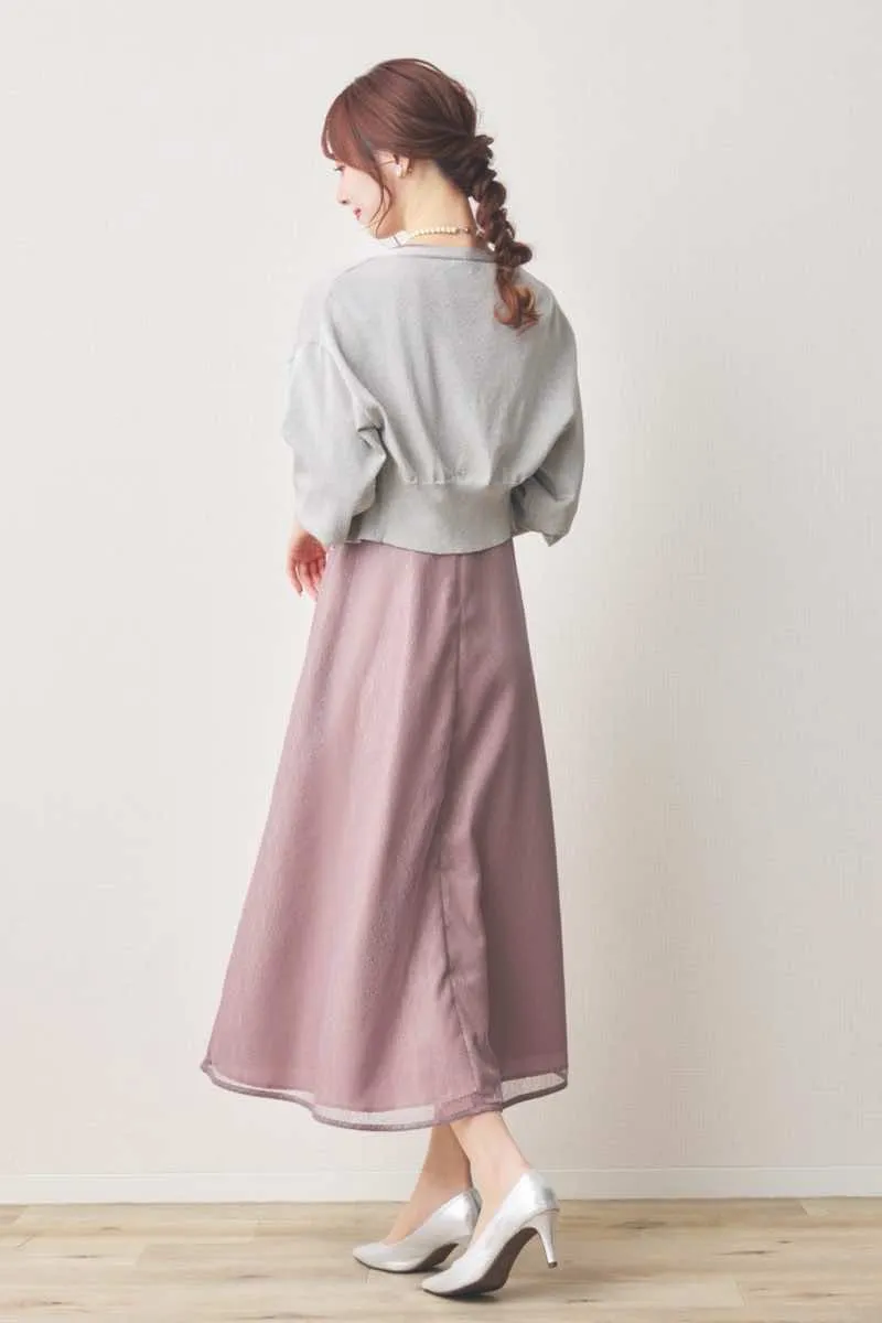 ラベンダーのメロンチュールシアードレス