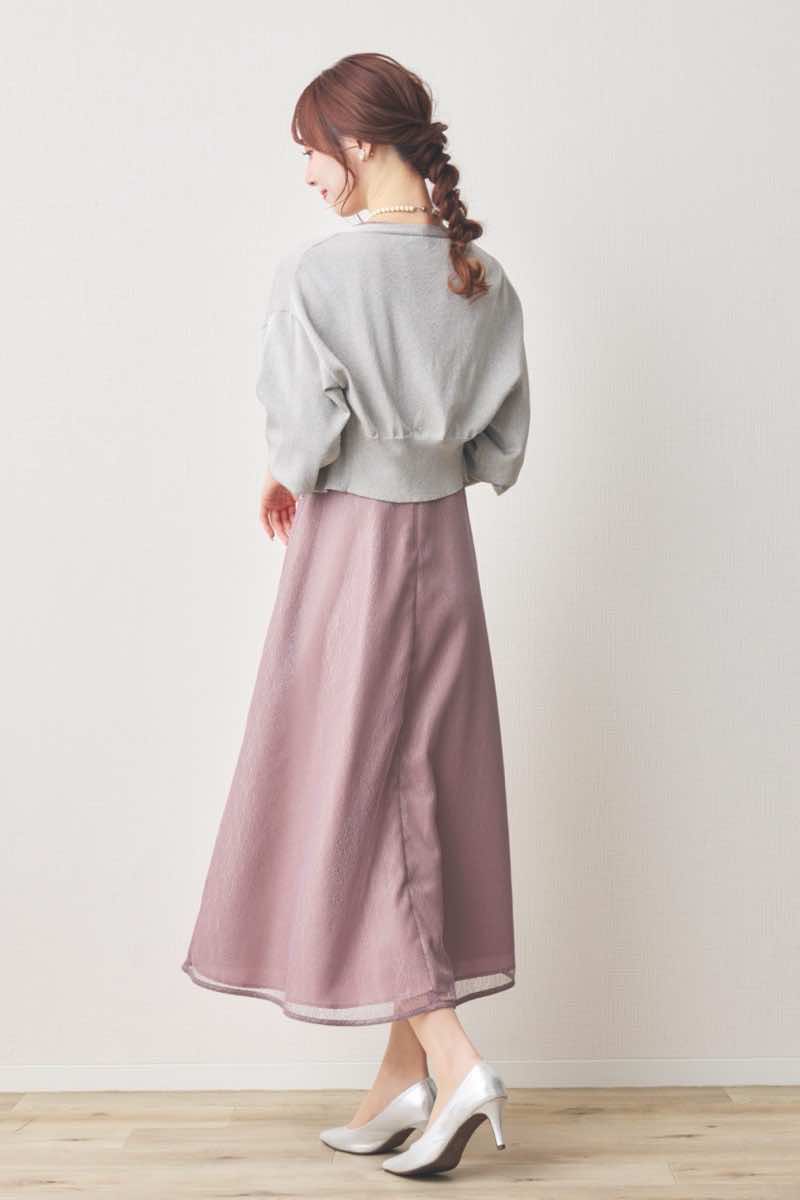 ラベンダーのメロンチュールシアードレス