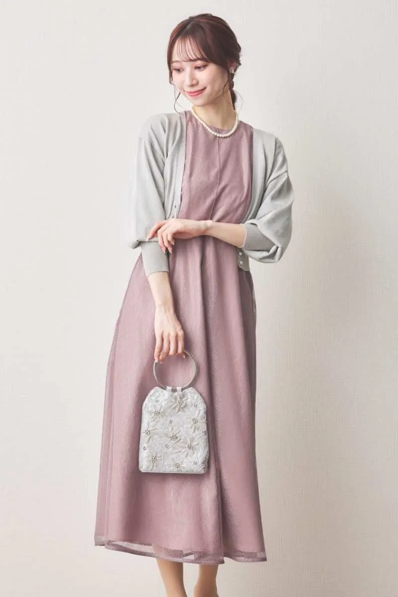 ラベンダーのメロンチュールシアードレス