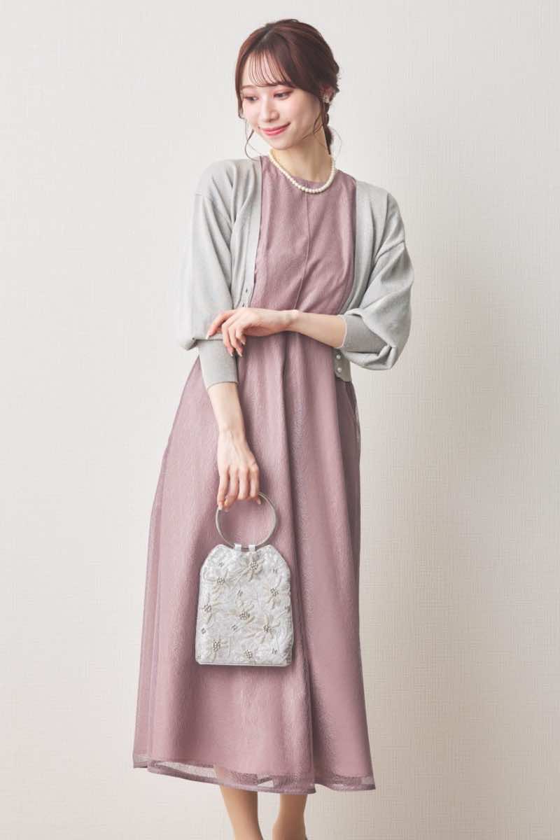 ラベンダーのメロンチュールシアードレス