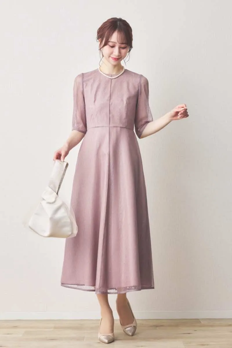 ラベンダーのメロンチュールシアードレス