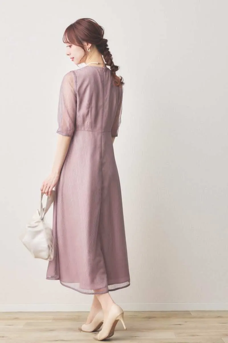 ラベンダーのメロンチュールシアードレス