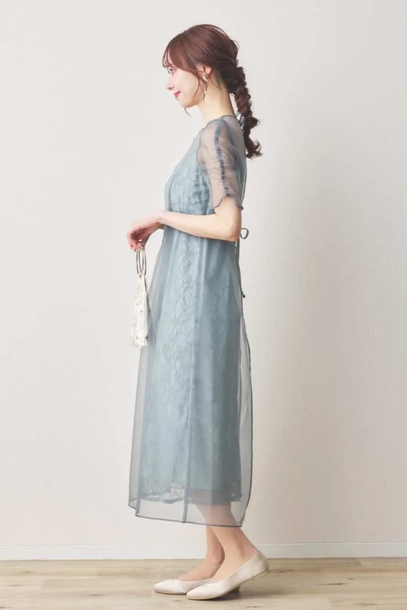 ミントのオーガンエプロンレースドレス