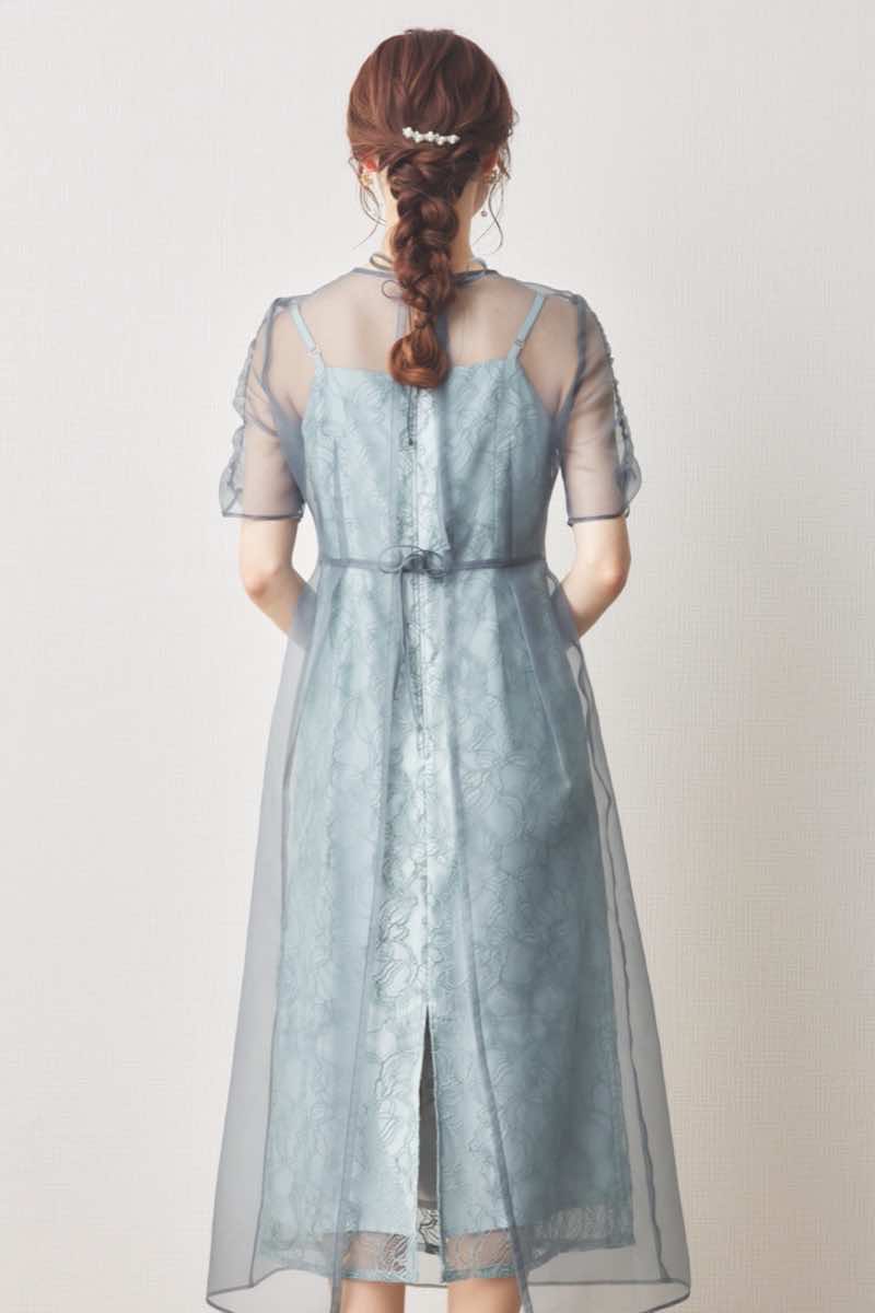 ミントのオーガンエプロンレースドレス