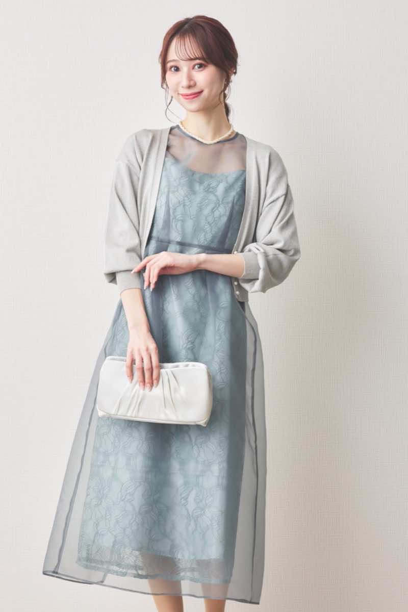 ミントのオーガンエプロンレースドレス