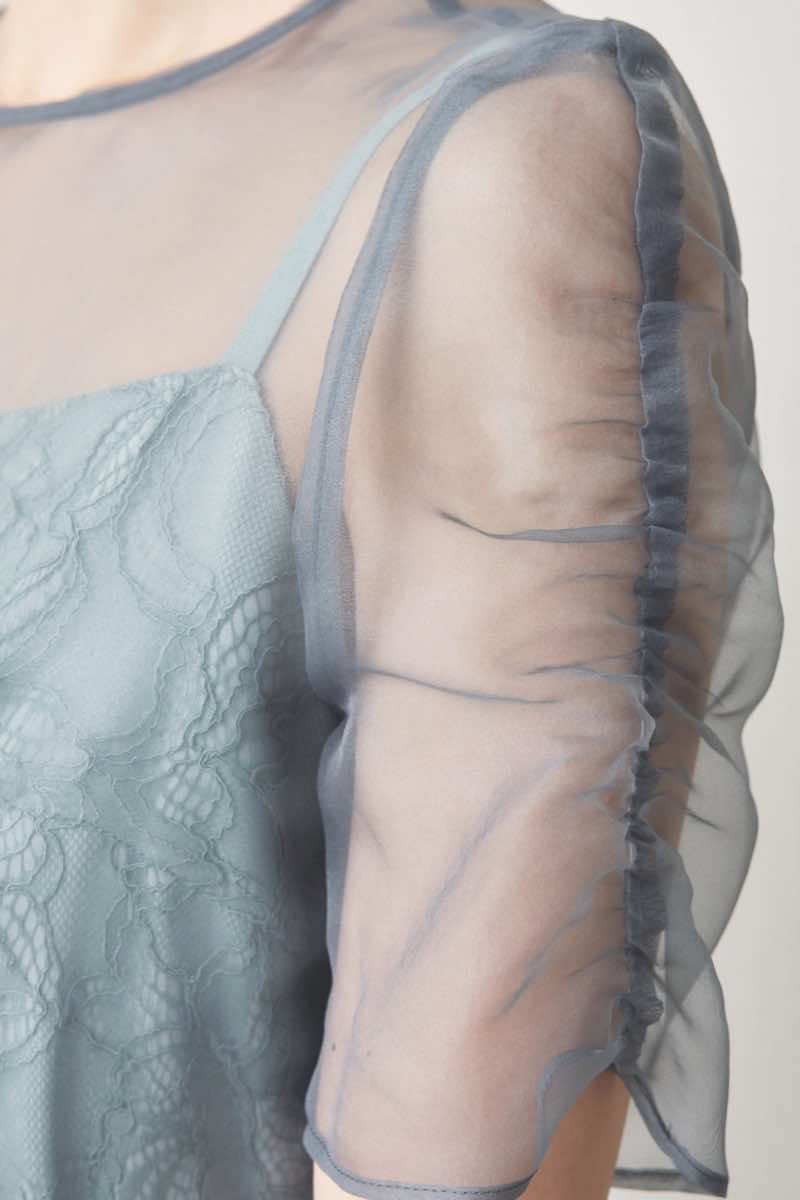 ミントのオーガンエプロンレースドレス