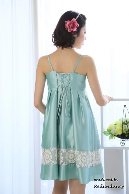 グリーンのオーガンジーレースキャミソールドレスコーディネートセット