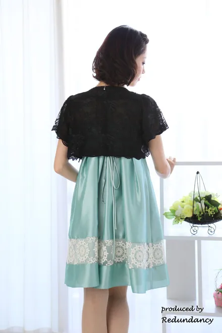 グリーンのオーガンジーレースキャミソールドレスコーディネートセット